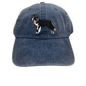 Your Breed Blue Denim baseball Cap with Border Collie Embroidery